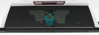 Skull Metal Style Car or Truck Vinyl Window Decal Sticker (Turquoise Blue)