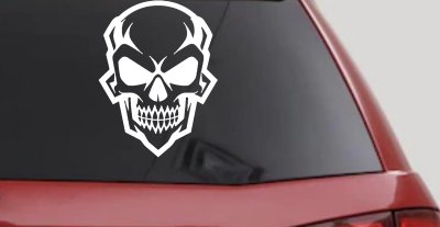 Skull Metal Style Car or Truck Vinyl Window Decal Sticker