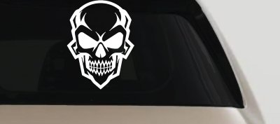 Skull Metal Style Car or Truck Vinyl Window Decal Sticker
