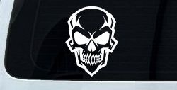 Skull Metal Style Car or Truck Vinyl Window Decal Sticker