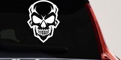 Skull Metal Style Car or Truck Vinyl Window Decal Sticker