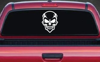 Skull Metal Style Car or Truck Vinyl Window Decal Sticker