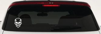 Skull Metal Style Car or Truck Vinyl Window Decal Sticker (White)