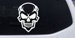 Skull Metal Style Car or Truck Vinyl Window Decal Sticker
