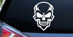 Skull Metal Style Car or Truck Vinyl Window Decal Sticker