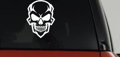 Skull Metal Style Car or Truck Vinyl Window Decal Sticker