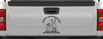 Adopt Older Pets Give Them a Second Chance Car or Truck Vinyl Window Decal Sticker (Black)