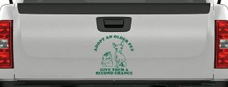 Adopt Older Pets Give Them a Second Chance Car or Truck Vinyl Window Decal Sticker (Dark Green)