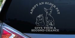 Adopt Older Pets Give Them a Second Chance Car or Truck Vinyl Window Decal Sticker (Telegrey)