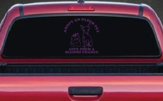 Adopt Older Pets Give Them a Second Chance Car or Truck Vinyl Window Decal Sticker (Violet)