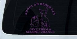 Adopt Older Pets Give Them a Second Chance Car or Truck Vinyl Window Decal Sticker (Violet)