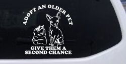 Adopt Older Pets Give Them a Second Chance Car or Truck Vinyl Window Decal Sticker