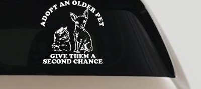 Adopt Older Pets Give Them a Second Chance Car or Truck Vinyl Window Decal Sticker