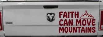 Faith Can Move Mountains Christian Car or Truck Vinyl Window Decal Sticker (Purple Red)