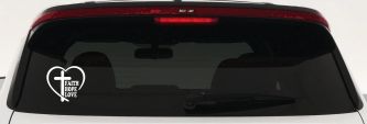 Faith Hope Love With Cross and Heart Car or Truck Vinyl Window Decal Sticker (White)