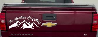 The Mountains Are Calling Car or Truck Vinyl Window Decal Sticker (White)