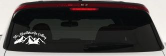 The Mountains Are Calling Car or Truck Vinyl Window Decal Sticker (White)