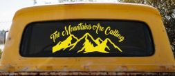 The Mountains Are Calling Car or Truck Vinyl Window Decal Sticker (Yellow)