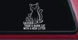 Sassier Than A Barn Cat With A New Litter Car or Truck Vinyl Window Decal Sticker (Light Gray)