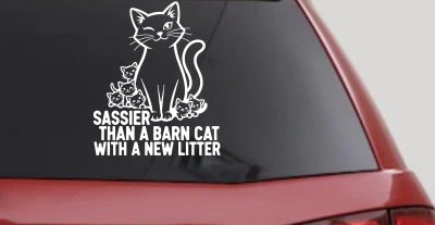 Sassier Than A Barn Cat With A New Litter Car or Truck Vinyl Window Decal Sticker