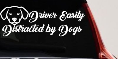 Driver Easily Distracted by Dogs Car or Truck Vinyl Window Decal Sticker