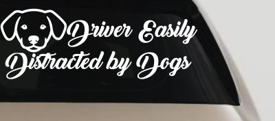 Driver Easily Distracted by Dogs Car or Truck Vinyl Window Decal Sticker