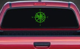 Campass with Hiking Boots Car or Truck Vinyl Window Decal Sticker (Lime)
