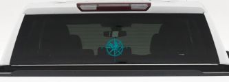 Campass with Hiking Boots Car or Truck Vinyl Window Decal Sticker (Turquoise Blue)