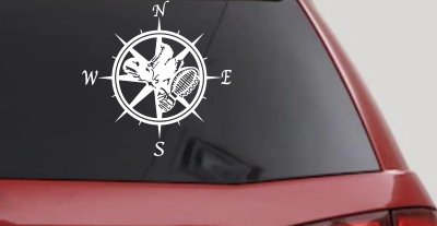 Campass with Hiking Boots Car or Truck Vinyl Window Decal Sticker