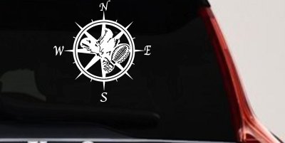 Campass with Hiking Boots Car or Truck Vinyl Window Decal Sticker