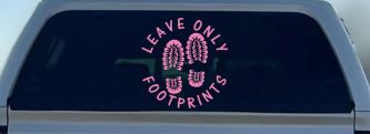 Leave Only Footprints Hiking Camping Nature Car or Truck Vinyl Window Decal Sticker (Pink)