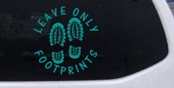 Leave Only Footprints Hiking Camping Nature Car or Truck Vinyl Window Decal Sticker (Turquoise)
