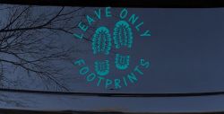 Leave Only Footprints Hiking Camping Nature Car or Truck Vinyl Window Decal Sticker (Turquoise Blue)