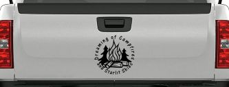 Dreaming of Campfires and Starlit Skies Car or Truck Vinyl Window Decal Sticker (Black)