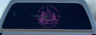 Dreaming of Campfires and Starlit Skies Car or Truck Vinyl Window Decal Sticker (Violet)