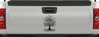 Rooted in Wander Swirl Tree Car or Truck Vinyl Window Decal Sticker (Black)