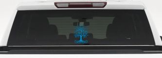 Rooted in Wander Swirl Tree Car or Truck Vinyl Window Decal Sticker (Blue)