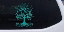 Rooted in Wander Swirl Tree Car or Truck Vinyl Window Decal Sticker (Turquoise)