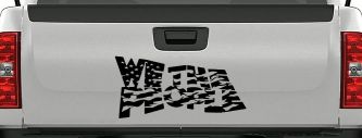 We The People Waving Tattered American Flag Car or Truck Vinyl Window Decal Sticker (Black)