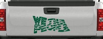 We The People Waving Tattered American Flag Car or Truck Vinyl Window Decal Sticker (Dark Green)