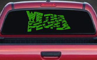 We The People Waving Tattered American Flag Car or Truck Vinyl Window Decal Sticker (Lime)