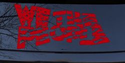 We The People Waving Tattered American Flag Car or Truck Vinyl Window Decal Sticker (Red)