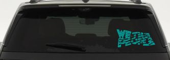 We The People Waving Tattered American Flag Car or Truck Vinyl Window Decal Sticker (Turquoise)