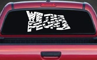 We The People Waving Tattered American Flag Car or Truck Vinyl Window Decal Sticker