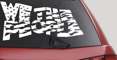 We The People Waving Tattered American Flag Car or Truck Vinyl Window Decal Sticker