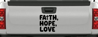 Faith Hope Love With Cross Christian Car or Truck Vinyl Window Decal Sticker (Black)