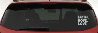 Faith Hope Love With Cross Christian Car or Truck Vinyl Window Decal Sticker (Light Gray)