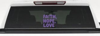Faith Hope Love With Cross Christian Car or Truck Vinyl Window Decal Sticker (Purple)