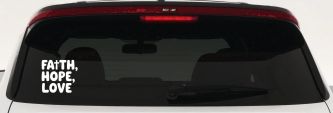 Faith Hope Love With Cross Christian Car or Truck Vinyl Window Decal Sticker (White)