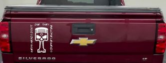 Gear Heads Don't Die They Become Legends Skull Piston Car or Truck Vinyl Window Decal Sticker (White)